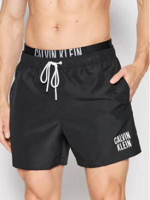 Calvin Klein Swimwear Szorty kąpielowe Medium Double KM0KM00740 Czarny Regular Fit