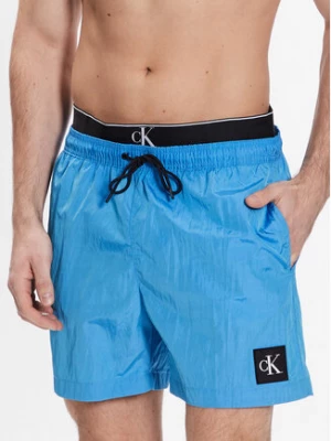 Calvin Klein Swimwear Szorty kąpielowe Medium Double Wb KM0KM00846 Niebieski Regular Fit
