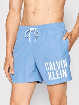 Calvin Klein Swimwear Szorty kąpielowe Medium Drawstring KM0KM00701 Błękitny Regular Fit