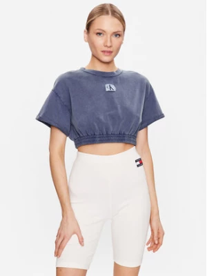 Calvin Klein Swimwear T-Shirt Crop Top KW0KW02088 Niebieski Regular Fit