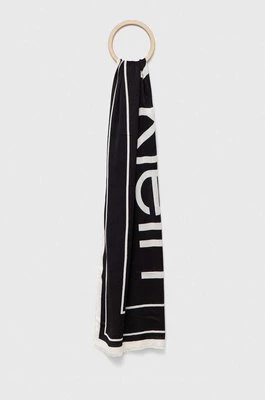 Calvin Klein szal damski kolor czarny wzorzysty
