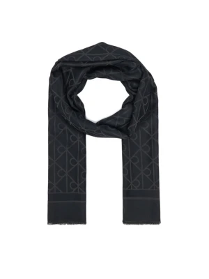 Calvin Klein Szal Emblem Aop Glossy Tonal Scarf LV04F8096G Czarny