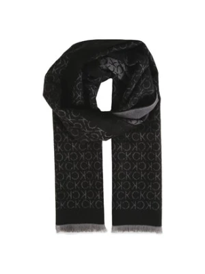 Calvin Klein Szal Monogram Woven Scarf 35x180 Czarny