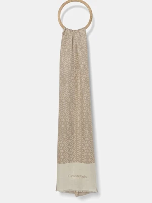 Calvin Klein szalik damski kolor beżowy wzorzysty LV04F8053G