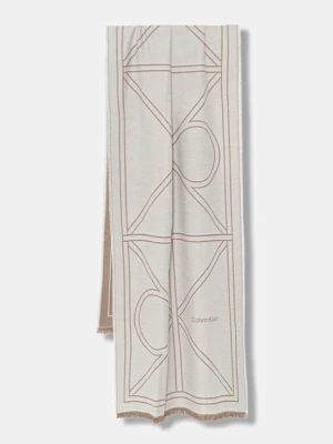 Calvin Klein szalik damski kolor beżowy wzorzysty LV04F8074G