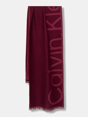 Calvin Klein szalik damski kolor bordowy z nadrukiem LV04F8066G