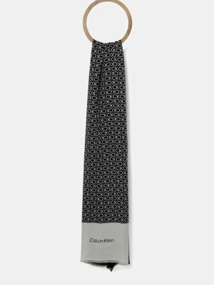 Calvin Klein szalik damski kolor czarny wzorzysty LV04F8053G
