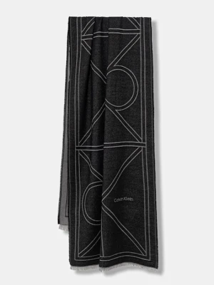 Calvin Klein szalik damski kolor czarny wzorzysty LV04F8074G