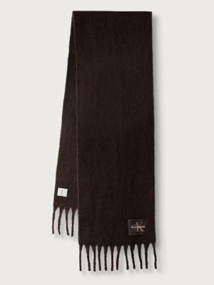 Calvin Klein szalik damski z dodatkiem wełny brązowy