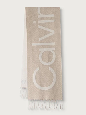 Calvin Klein szalik damski z wełną beżowy