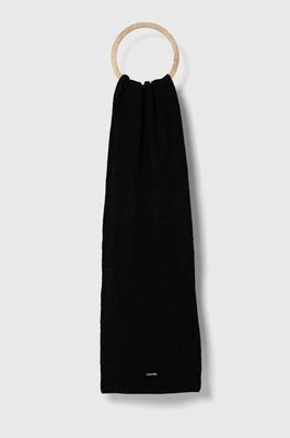 Calvin Klein szalik wełniany kolor czarny melanżowy