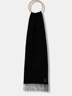 Calvin Klein szalik wełniany męski kolor czarny gładki LV04D8060G