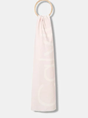 Calvin Klein szalik z domieszką wełny damski kolor różowy wzorzysty LV04F8051G