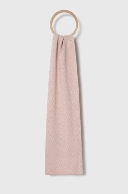 Calvin Klein szalik z domieszką wełny kolor beżowy wzorzysty