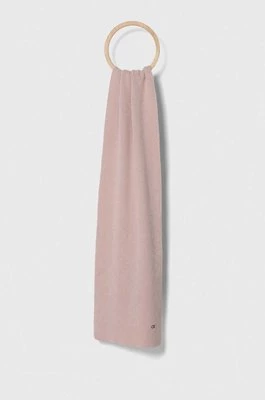 Calvin Klein szalik z domieszką wełny kolor różowy gładki