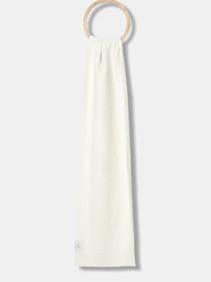 Calvin Klein szalik z wełną kolor beżowy gładki LV04D8066G