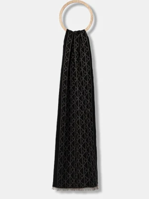 Calvin Klein szalik z wełną męski kolor brązowy wzorzysty LV04D8064G
