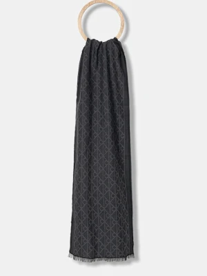 Calvin Klein szalik z wełną męski kolor szary wzorzysty LV04D8064G