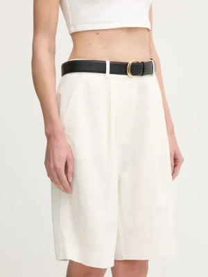 Calvin Klein szorty damskie kolor beżowy gładkie high waist K20K208357