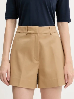 Calvin Klein szorty damskie kolor beżowy gładkie high waist LV044C641G