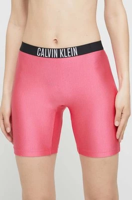 Calvin Klein szorty damskie kolor fioletowy gładkie medium waist