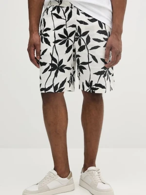 Calvin Klein szorty lniane męskie kolor beżowy LV04LB620G