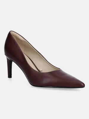 Calvin Klein szpilki skórzane ESS STILETTO 70 kolor bordowy HW0HW02607