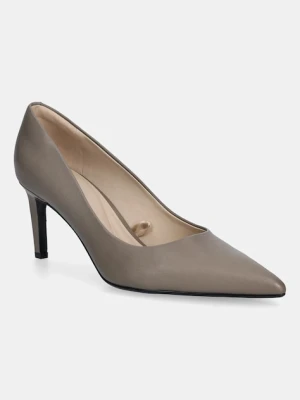 Calvin Klein szpilki skórzane ESS STILETTO 70 kolor szary HW0HW02607