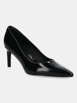 Calvin Klein szpilki skórzane ESS STILETTO 70 SHINY LTH kolor czarny HW0HW02828