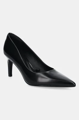 Calvin Klein szpilki skórzane HEEL PUMP 70 - BRUSH L kolor czarny HW0HW02446