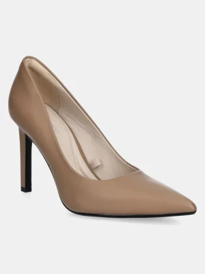 Zdjęcie produktu Calvin Klein szpilki skórzane HEEL PUMP 90 - LTH kolor brązowy HW0HW02336