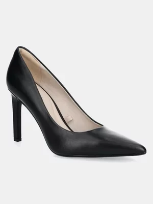 Calvin Klein szpilki skórzane HEEL PUMP 90 - LTH kolor czarny HW0HW02336