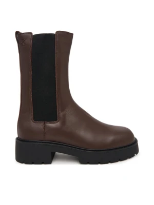 Calvin Klein Sztyblety Chunky Mid Chelsea Boot Lth YW0YW01909 Brązowy ciemny