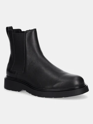 Calvin Klein sztyblety skórzane COMBAT ESS CHELSEA BOOT LTH męskie kolor czarny YM0YM01374