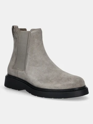 Calvin Klein sztyblety skórzane COMBAT ESS CHELSEA BOOT SU męskie kolor beżowy YM0YM01372