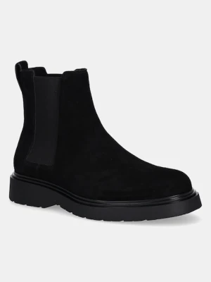 Calvin Klein sztyblety skórzane COMBAT ESS CHELSEA BOOT SU męskie kolor czarny YM0YM01372