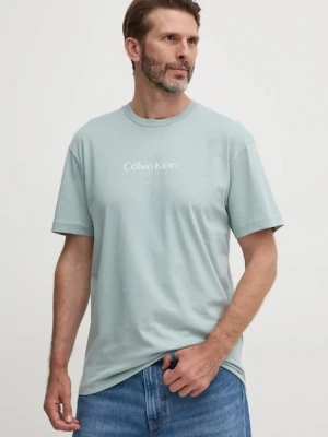 Calvin Klein t-shirt bawełniany turkusowy