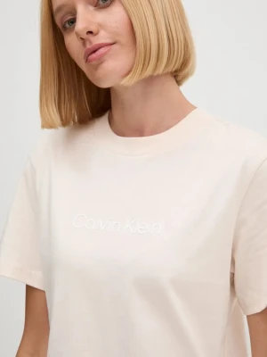 Calvin Klein t-shirt bawełniany beżowy