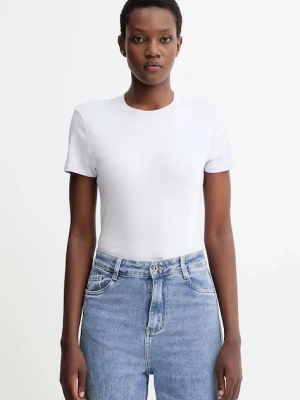 Calvin Klein t-shirt bawełniany damski kolor fioletowy LV044C216G
