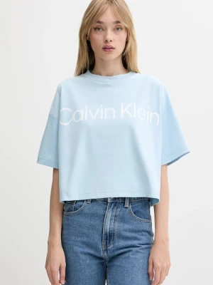 Calvin Klein t-shirt bawełniany damski kolor niebieski LV044C903G