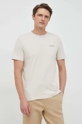 Calvin Klein t-shirt bawełniany kolor beżowy