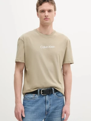 Calvin Klein t-shirt bawełniany kolor beżowy K10K111346