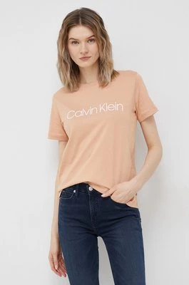 Calvin Klein t-shirt bawełniany kolor pomarańczowy