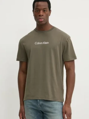 Calvin Klein t-shirt bawełniany kolor zielony K10K111346