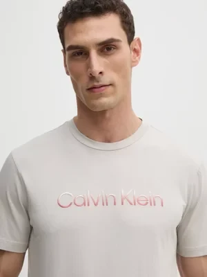 Calvin Klein t-shirt bawełniany męski kolor beżowy z nadrukiem K10K114155