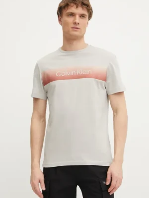 Zdjęcie produktu Calvin Klein t-shirt bawełniany męski kolor beżowy z nadrukiem K10K114163