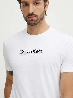 Calvin Klein t-shirt bawełniany męski kolor biały z aplikacją K10K113118