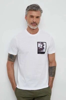 Calvin Klein t-shirt bawełniany męski kolor biały z nadrukiem K10K112492
