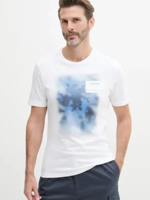Calvin Klein t-shirt bawełniany męski kolor biały z nadrukiem K10K114157