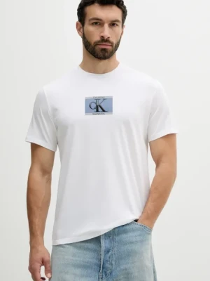 Calvin Klein t-shirt bawełniany męski kolor biały z nadrukiem LV04RC854G